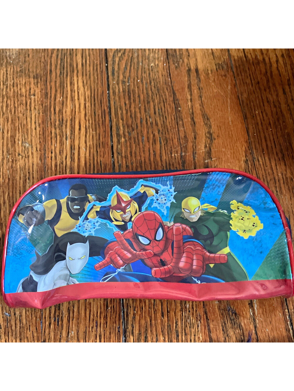 Spider-Man & Marvel Heroes Plastic Zipper Pencil/Pen Case Pouch Red/Blue